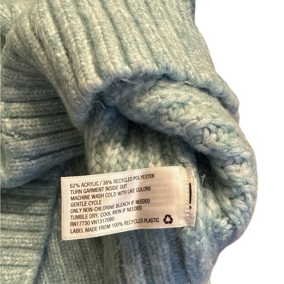 A New Day Bishop Sleeve Crewneck Cable-Stitch Pullover Sweater Blue - Picture 4 of 5